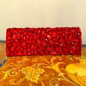 Banana Republic L'WREN SCOTT COLLECTION CRACKLE GEMMED RED CLUTCH with chain